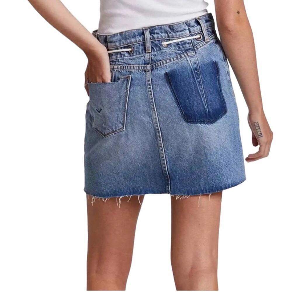 Hudson Jeans Frayed Hem Denim Mini Skirt Rope Belt NEW Size 26 - Picture 2 of 10